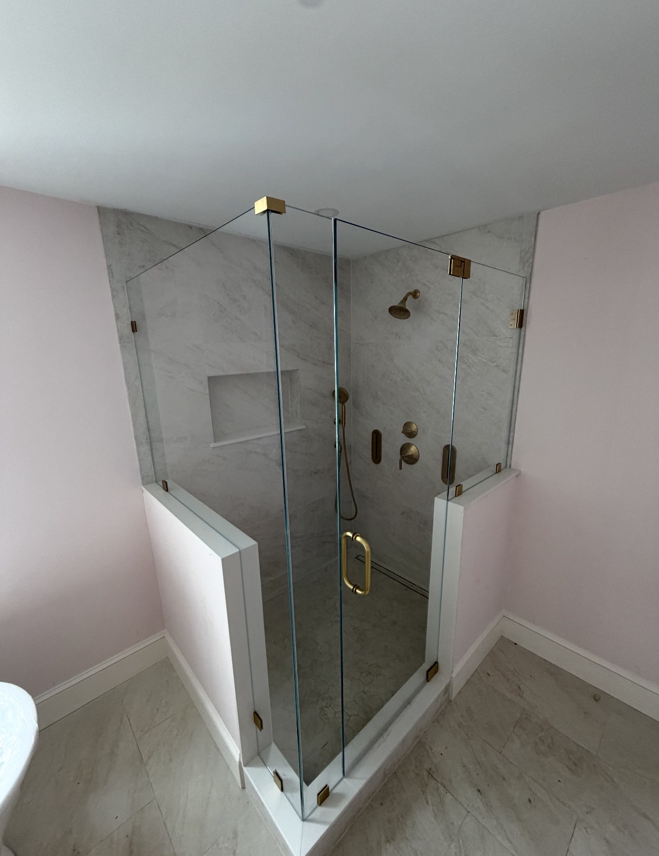 Architectural bronze shower door hinges — Frameless Shower Doors by Luxe Glass