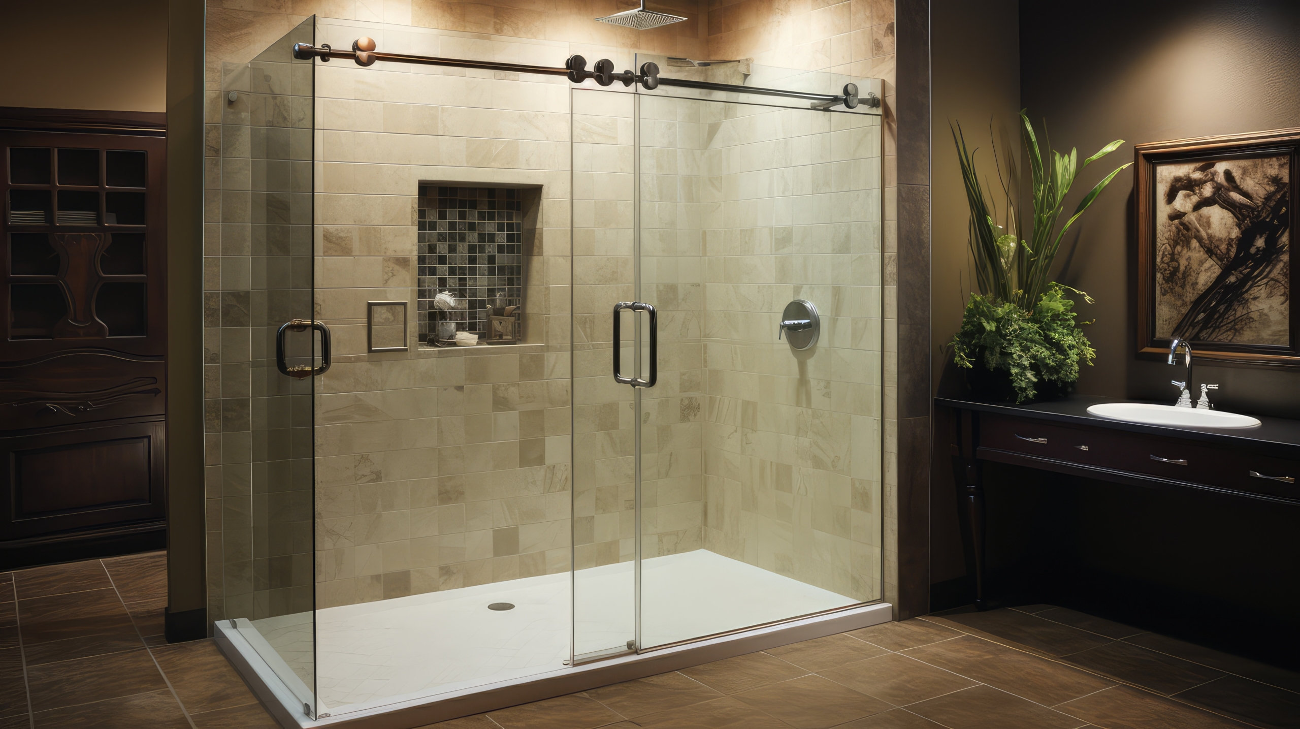 Custom frameless shower doors Boston MA by LUXE Glass